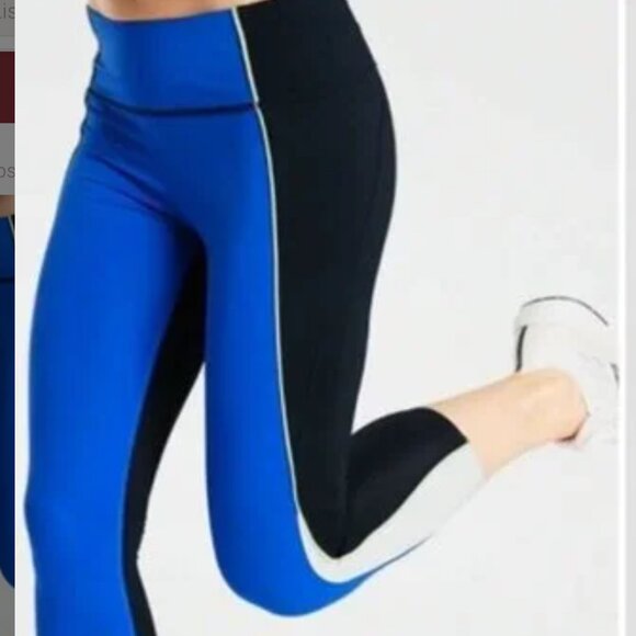 Athleta Velocity Colorblock Capri Leggings / Blue-Black / Medium - Picture 1 of 8